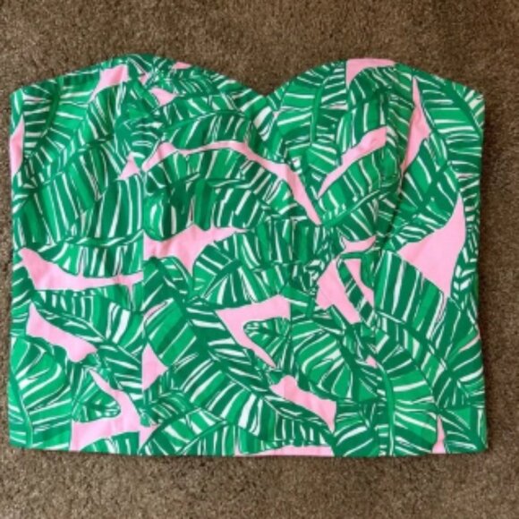 Lilly Pulitzer Kylo Strapless stretch bustier top conch shell pink go bananas 10 - Picture 1 of 7